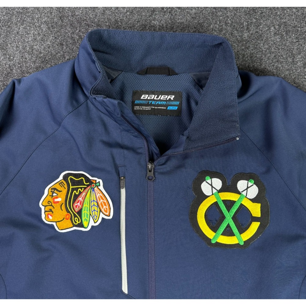 Bauer Team Chicago Blackhawks Indiana Fuel Embroidered Full Zip Jacket Mens XL - Picture 3 of 13